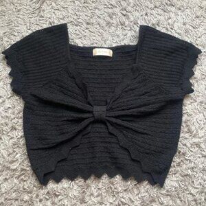 Womens Black Crochet Crop Top - Size Small Blouse from Altar'd State